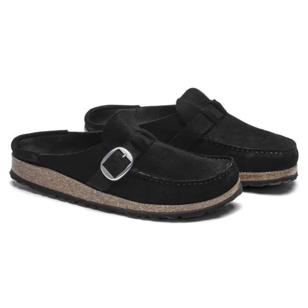 Birkenstock Womens BUCKLEY Suede Clog BLACK Fit US 8-8.5 EU 37 NEW